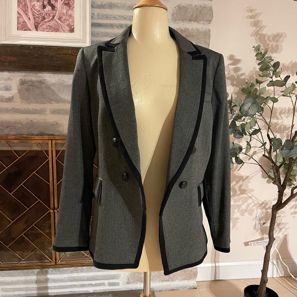Women's Grey Blazer with Black Trim
